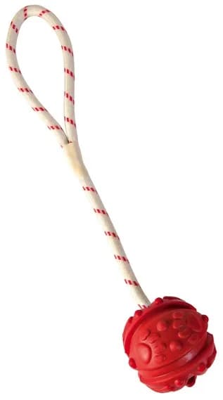 Trixie Piłka na sznurku z naturalnej gumy – pomarańczowy, 35 cm