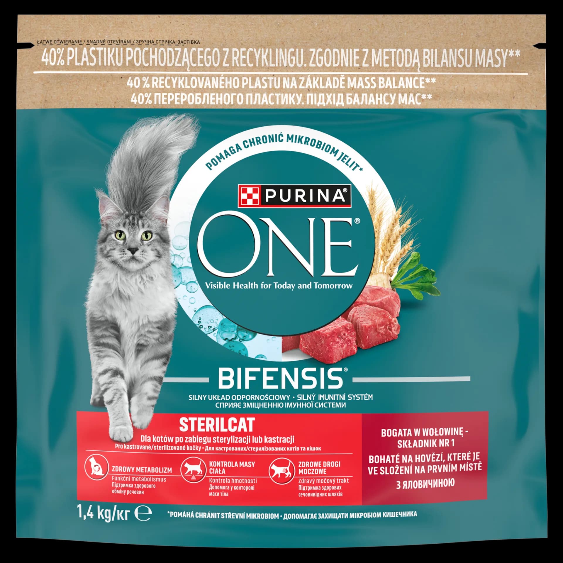 Purina ONE Bifensis Sterilcat karma dla dorosłych kotów bogata w wołowinę