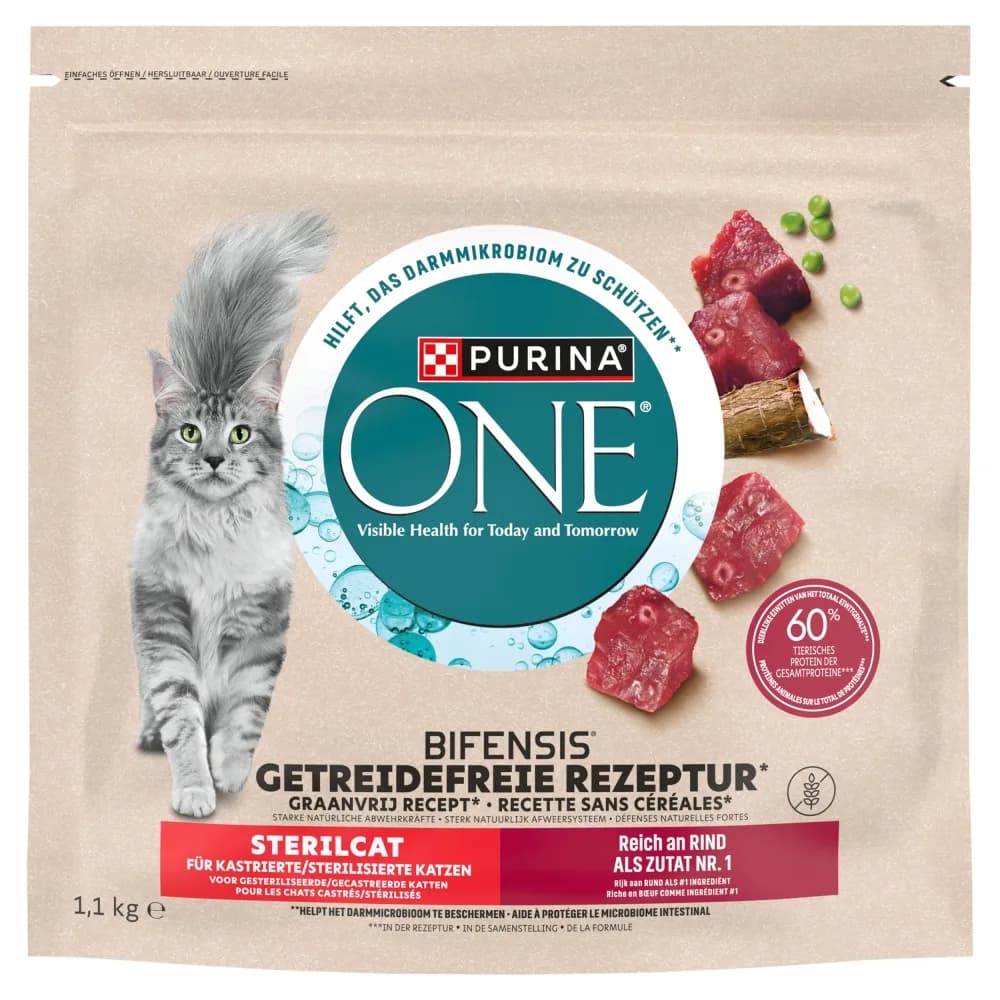 Purina ONE Bifensis Sterilcat karma sucha dla dorosłych kotów bogata w wołowinę 1,1 kg