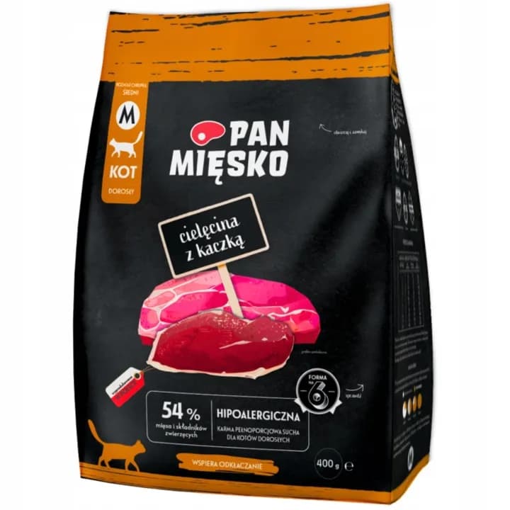 Pan Mięsko karma sucha dla dorosłych kotów Cielęcina z kaczką