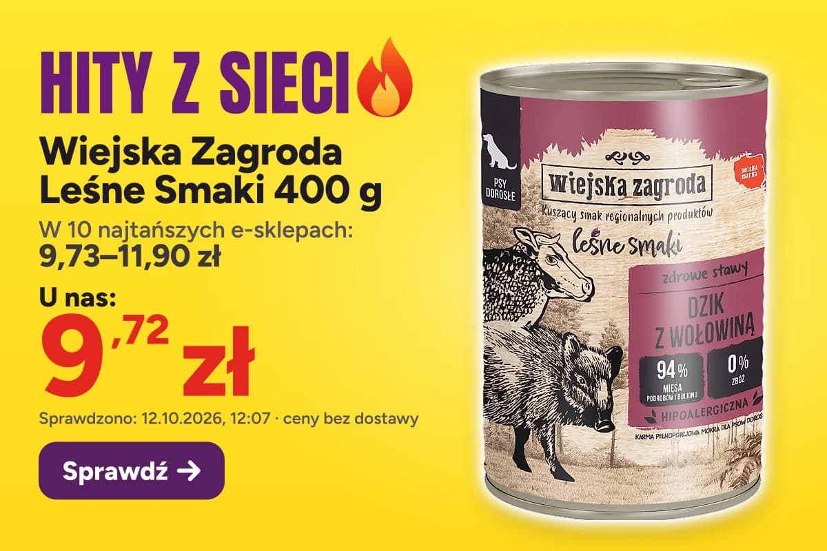Wiejska Zagroda Leśne Smaki 400 g — u nas 9,72 zł, w 10 najtańszych e-sklepach 9,73–11,90 zł (sprawdzono 12.10.2026, 12:07, ceny bez dostawy)
