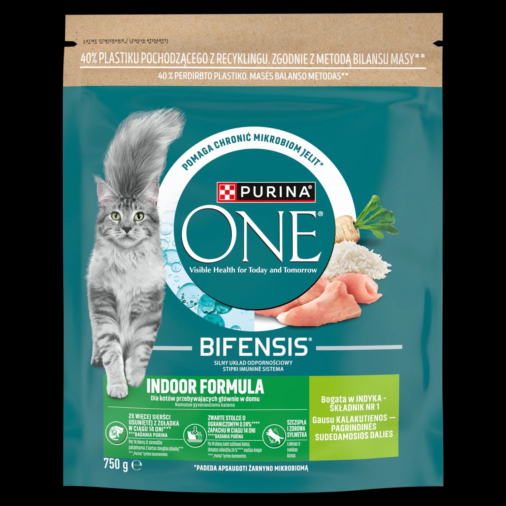 Purina ONE Bifensis Indoor Formula Karma dla dorosłych kotów bogata w indyka