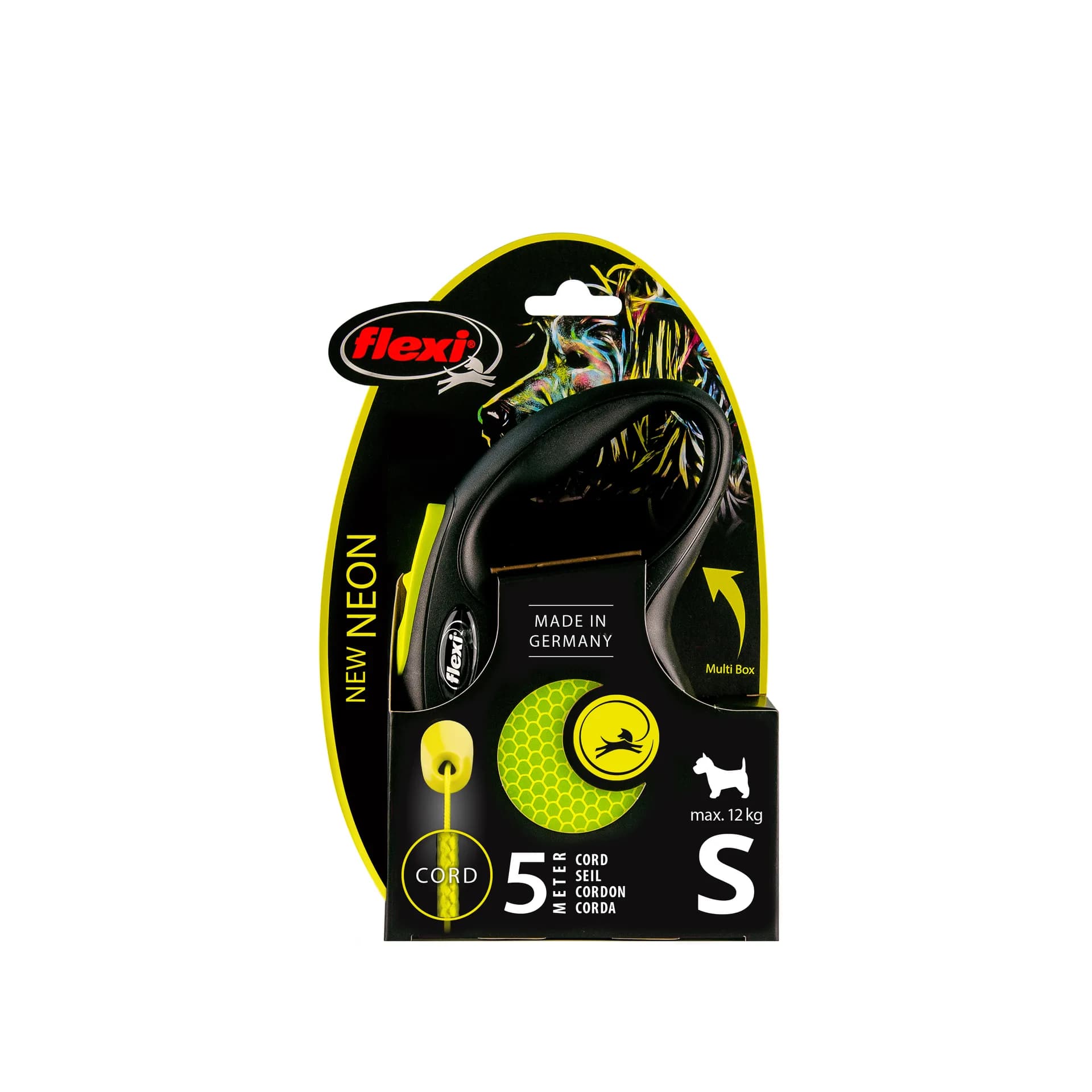 Flexi New Neon smycz automatyczna dla psa linka czarny / neonowy żółty - różne rozmiary - / XS 3 m 8 kg