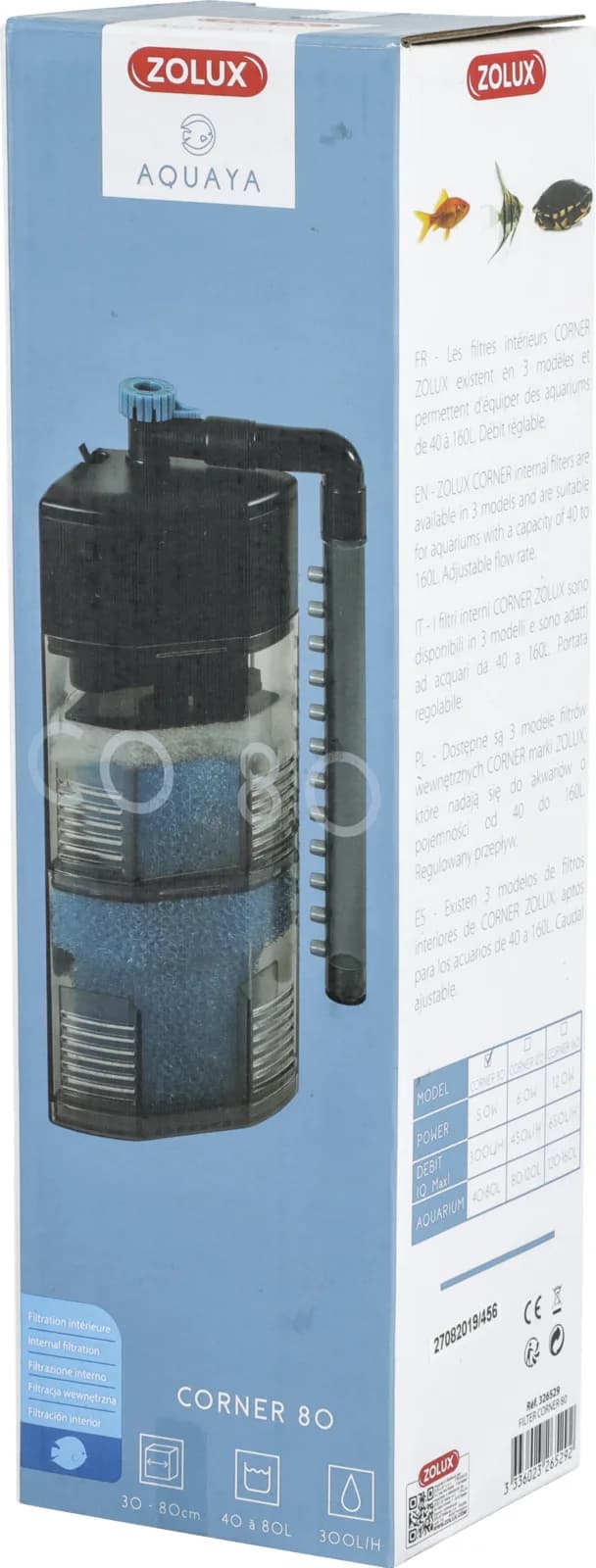 Zolux Aquaya Corner filtr wewnętrzny do akwarium – 40-80 l