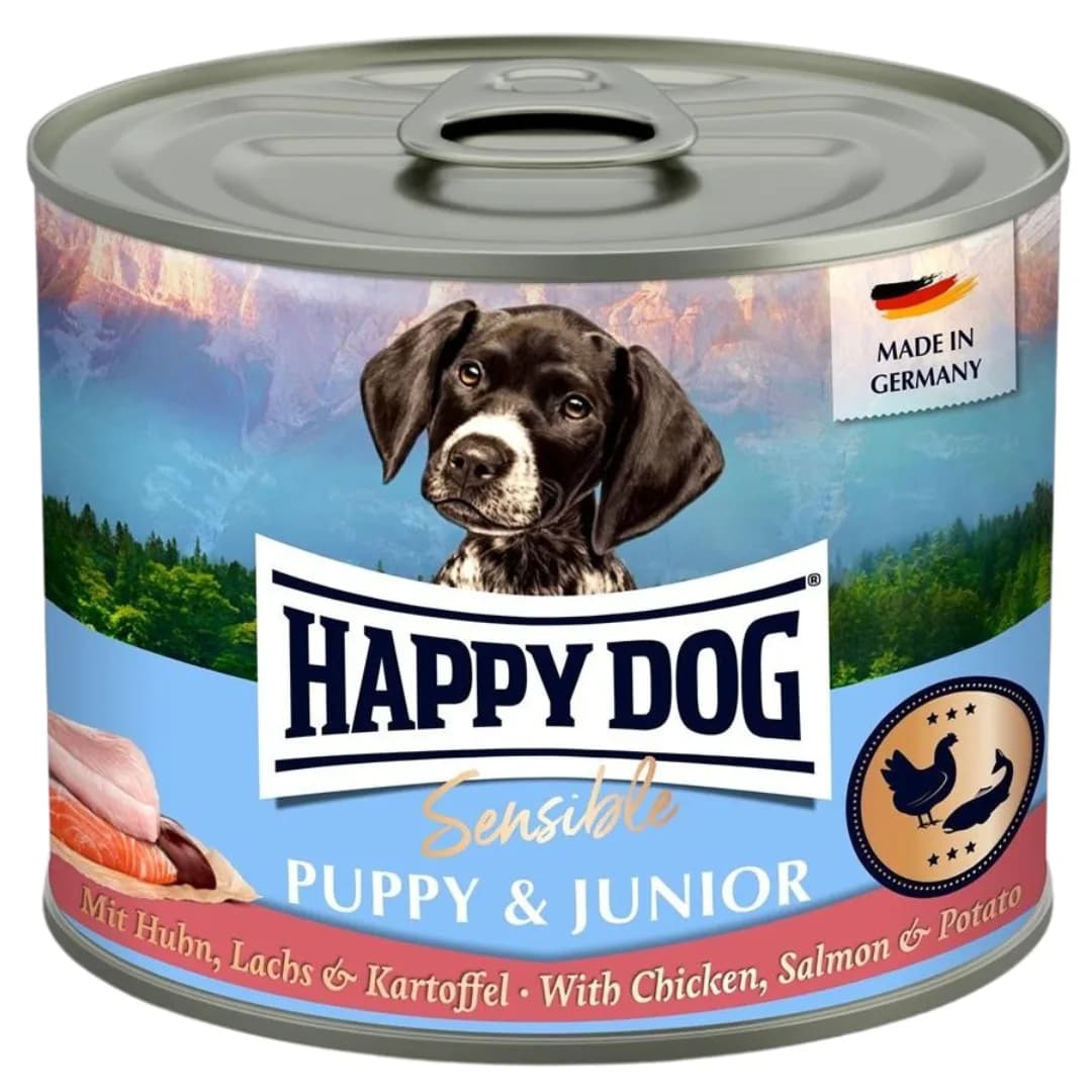 Happy Dog Sensible Puppy & Junior kurczak, Łosoś i Ziemniaki karma mokra dla szczeniąt