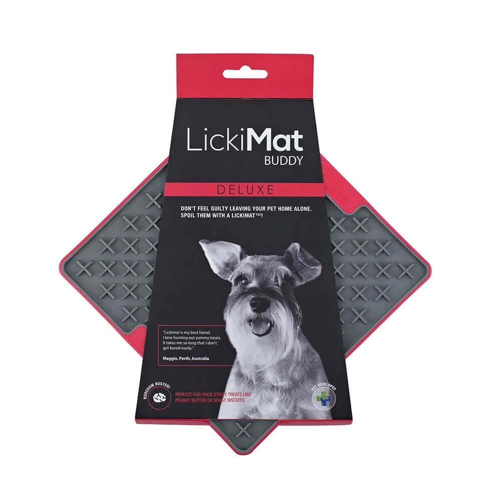 LickiMat Buddy Deluxe dla psa (krzyżyk-twarda) – czerwony