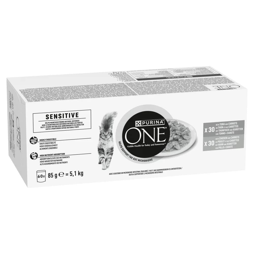 PURINA ONE Sensitive Karma dla dorosłych kotów 5,1 kg (60 × 85 g)