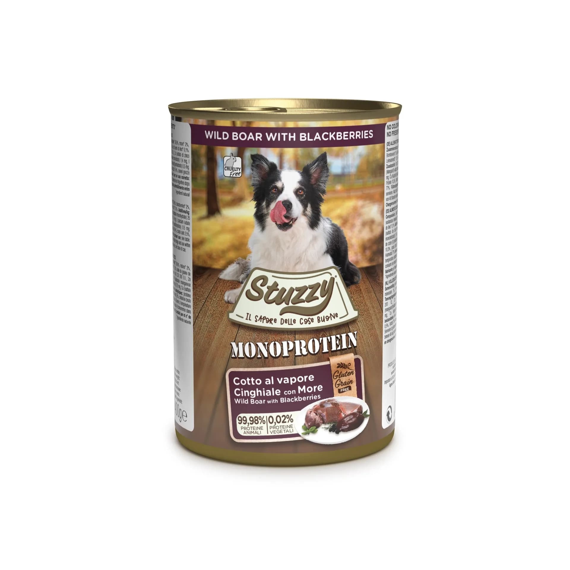 Stuzzy Monoprotein karma mokra dla dorosłych psów świeże mięso z dzika z jeżynami pasztet 400 g