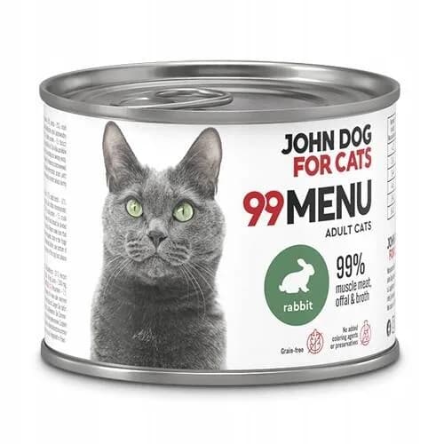 John Dog for Cats 99 Menu karma mokra z kurczakiem i królikiem dla dorosłych kotów