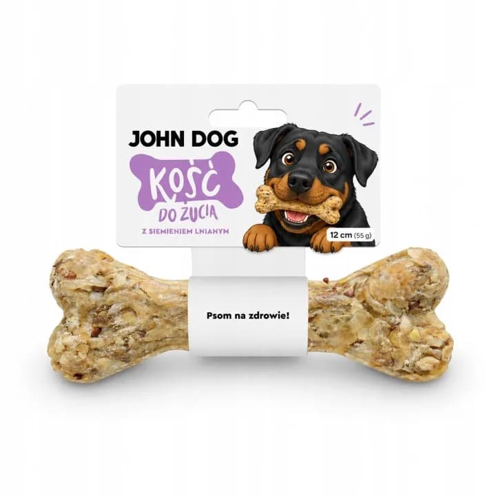 John Dog Kość do żucia z siemieniem lnianym i dodatkiem witamin 12 cm 1 szt.