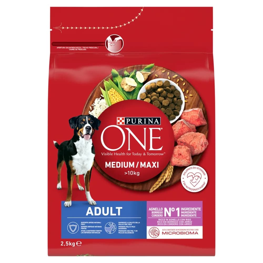 Purina ONE Adult Medium/Maxi karma sucha dla dorosłych psów bogata w jagnięcinę z ryżem 2,5 kg