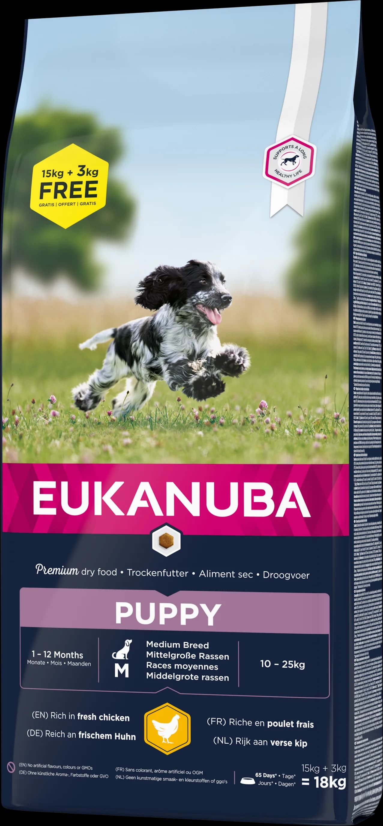 Eukanuba Sucha karma dla szczeniąt ras średnich kurczak 15 + 3 kg
