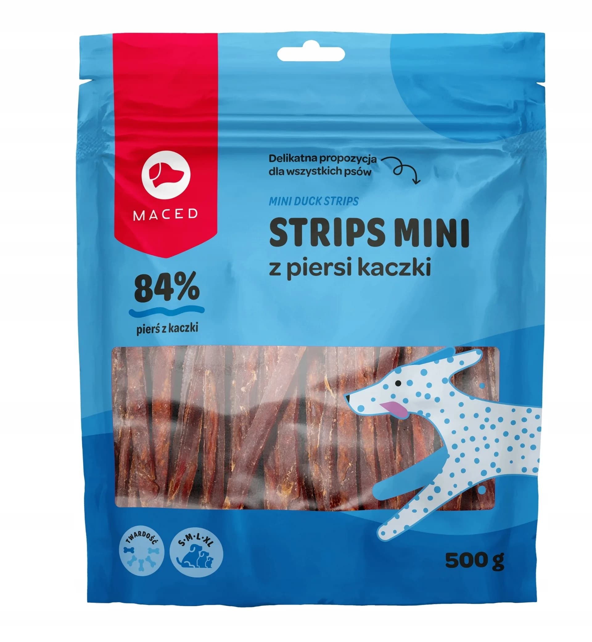 Maced Strips Mini przysmak dla dorosłych psów Smaczki Smakołyki kaczka 500 g