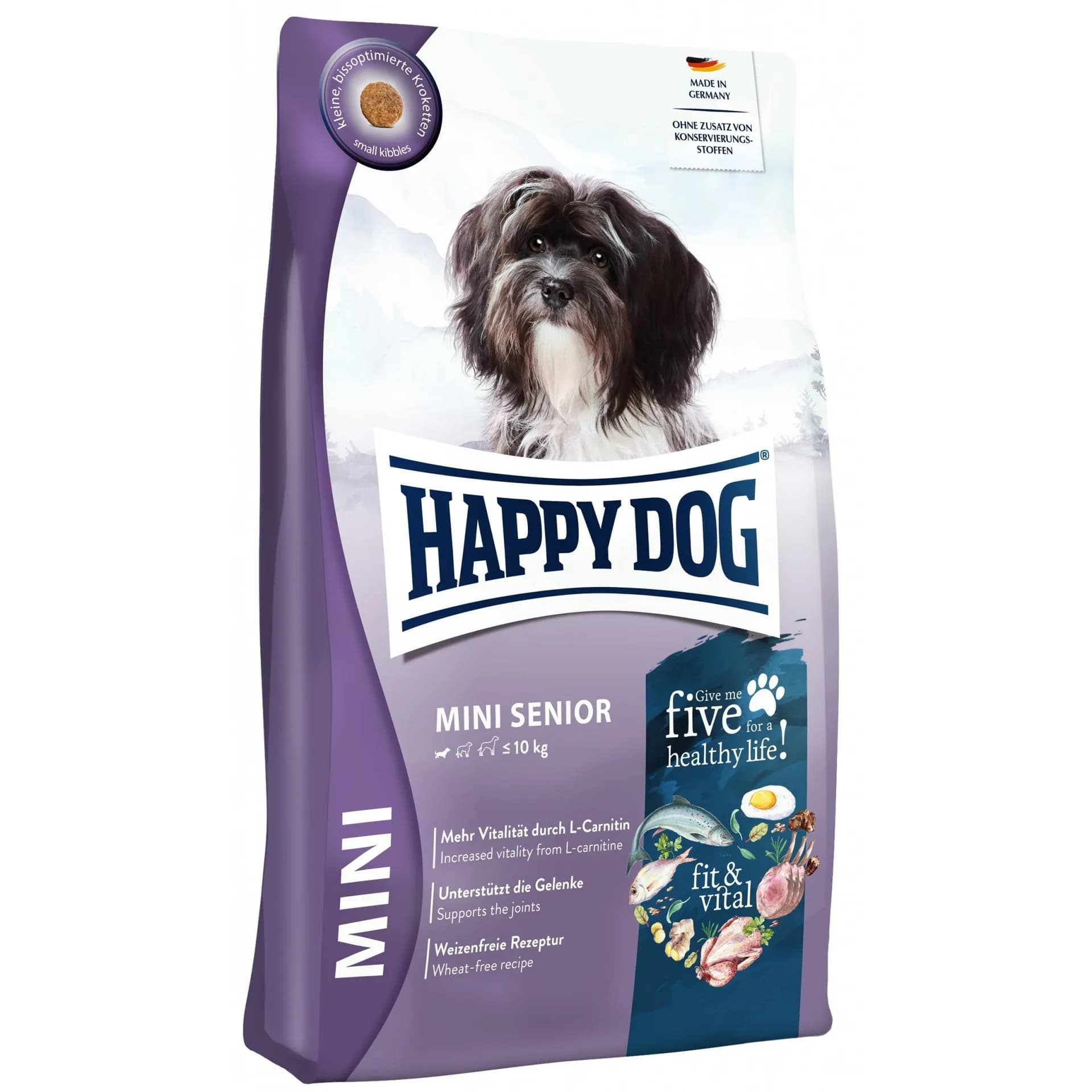 Happy Dog Fit & vital Mini Senior karma sucha z drobiem, jagnięciną i rybą dla starszych psów małych ras