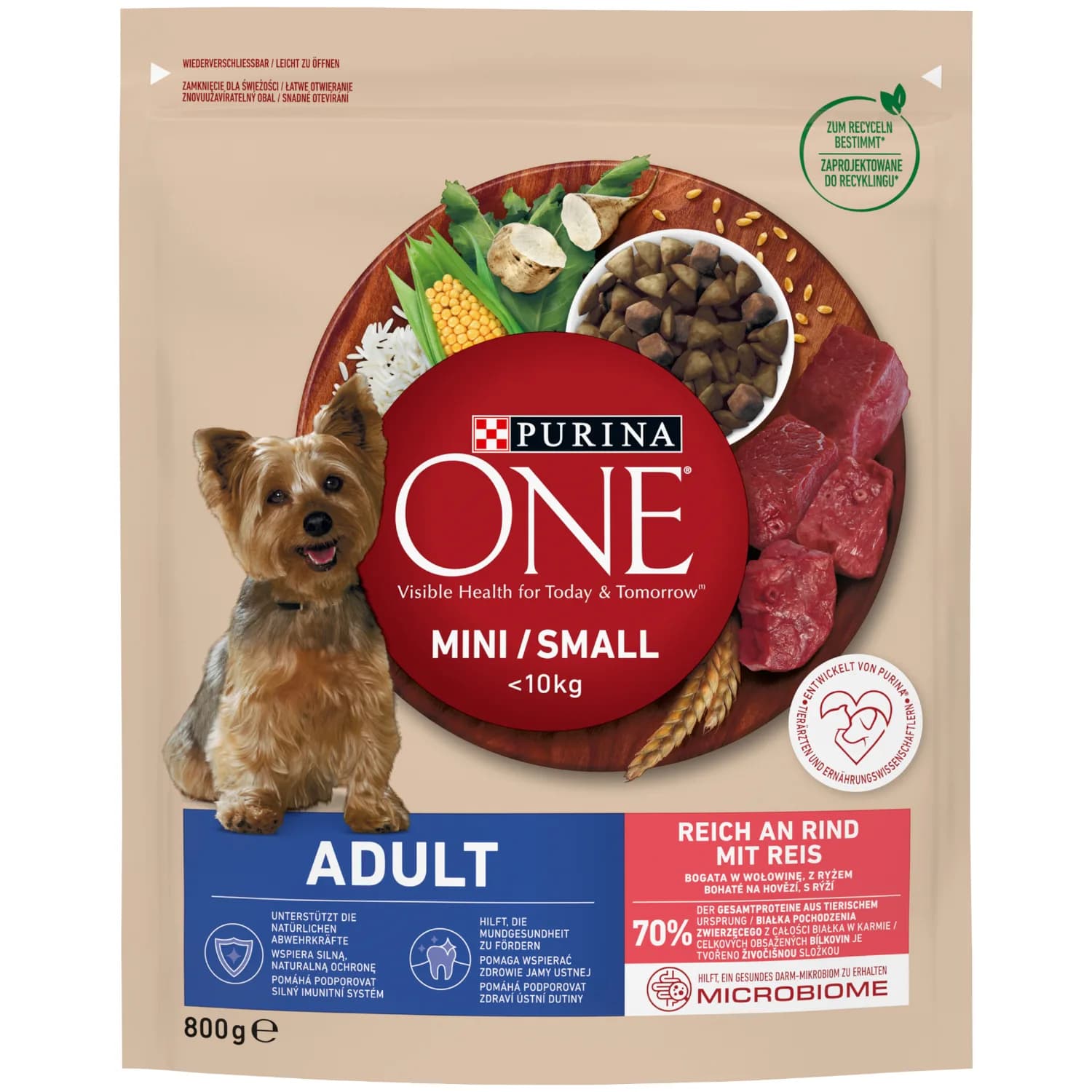 Purina ONE Adult Mini/Small Karma dla dorosłych psów bogata w wołowinę z ryżem