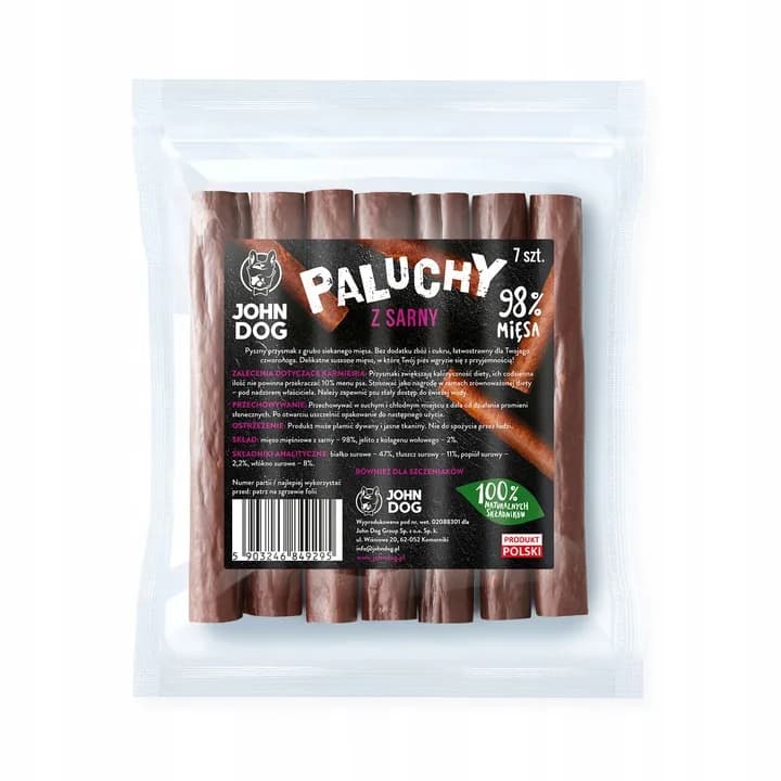 John Dog przysmak paluchy z sarny 98% mięsa 7 szt.