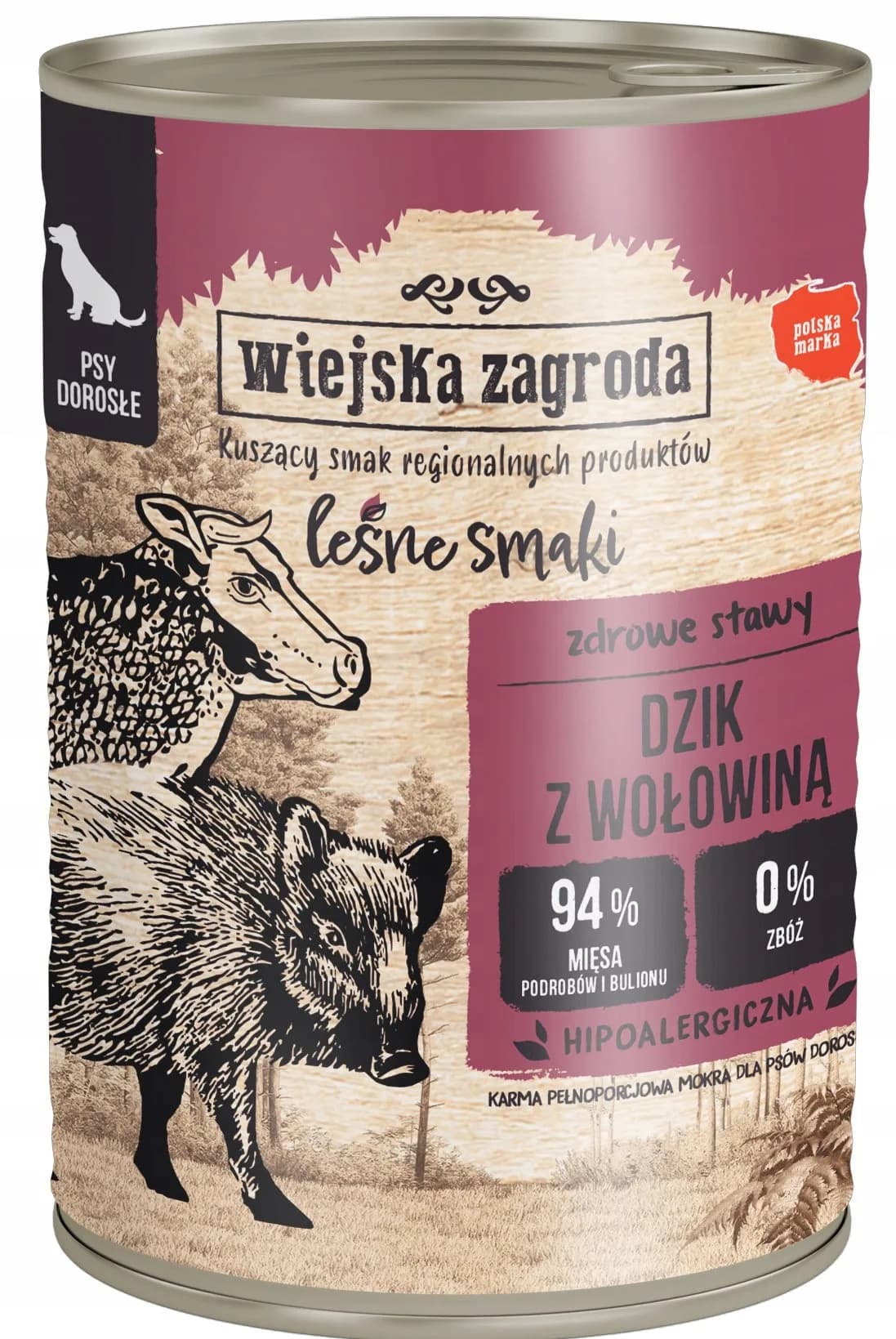 Wiejska Zagroda Karma mokra dla psa Leśne Smaki wołowina z dzikiem