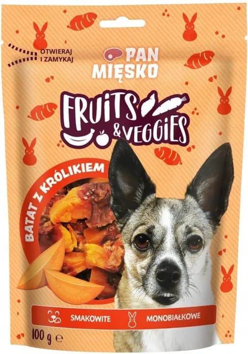 Pan Mięsko przysmak dla psa Fruits & Veggies Batat z królikiem 100 g