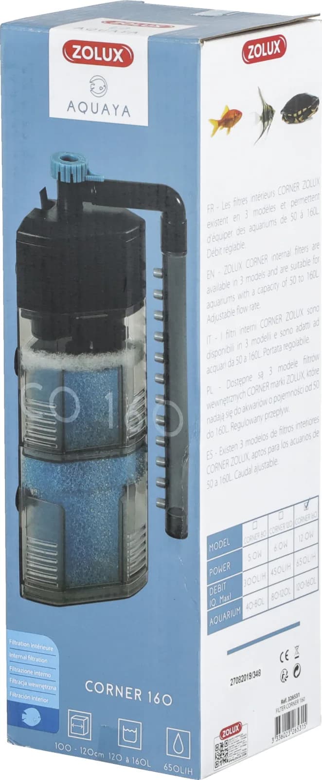 Zolux Aquaya Corner filtr wewnętrzny do akwarium – 120-160 l