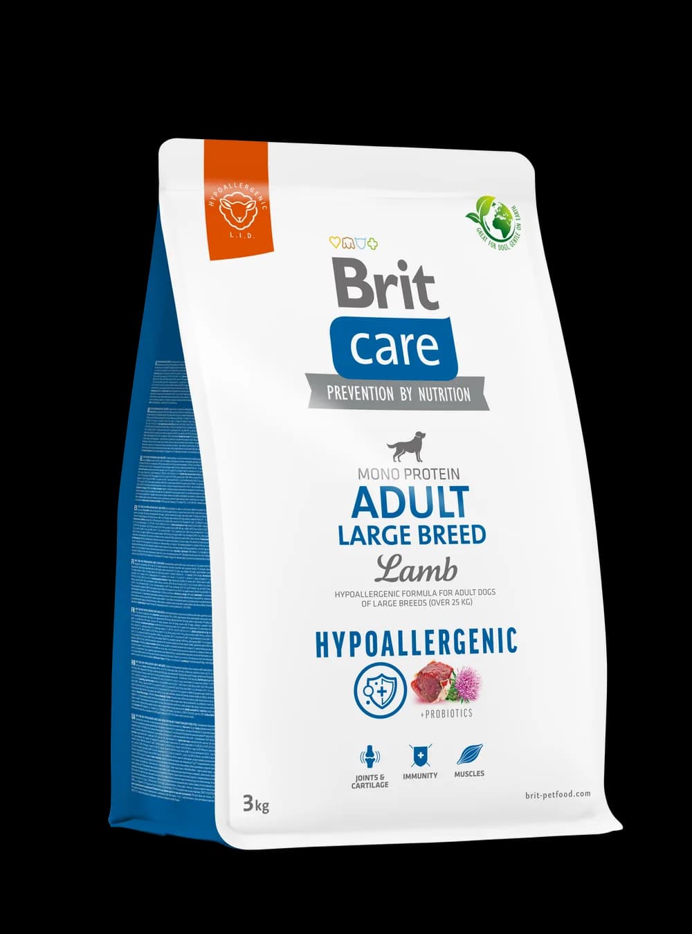 Brit Care Dog Hypoallergenic Adult Large Breed karma sucha z jagnięciną i ryżem dla dorosłych psów dużych ras – 3 kg