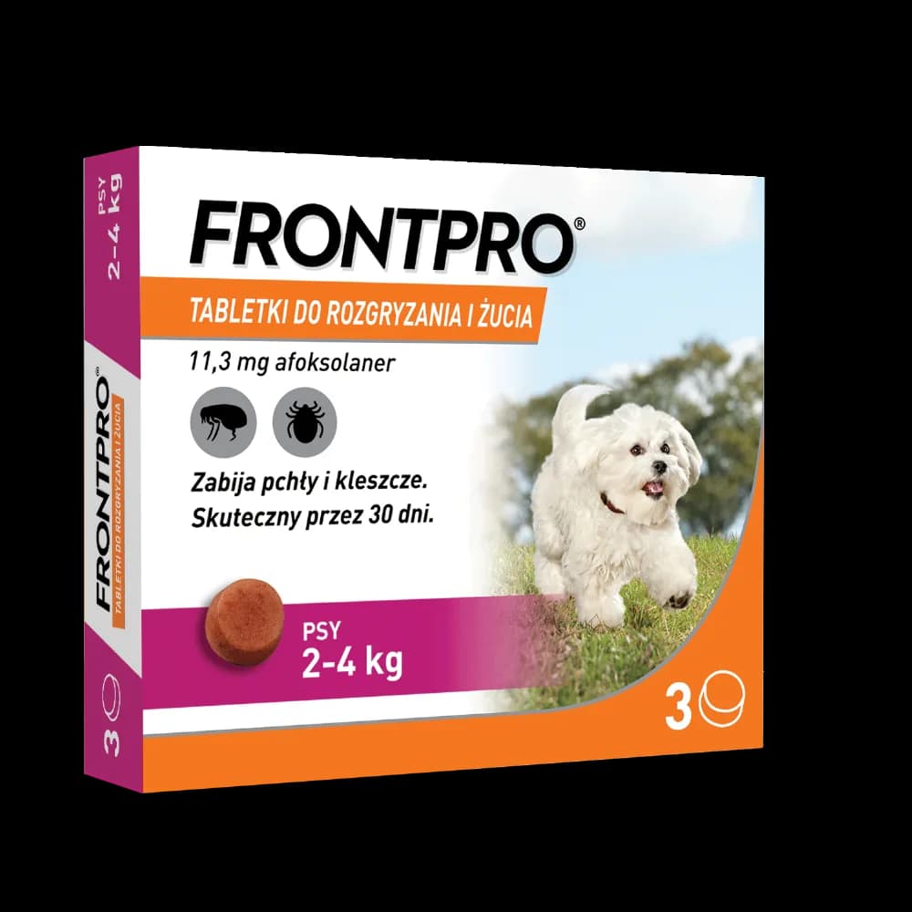FRONTPRO tabletki do rozgryzania i żucia przeciw pchłom i kleszczom dla psów
