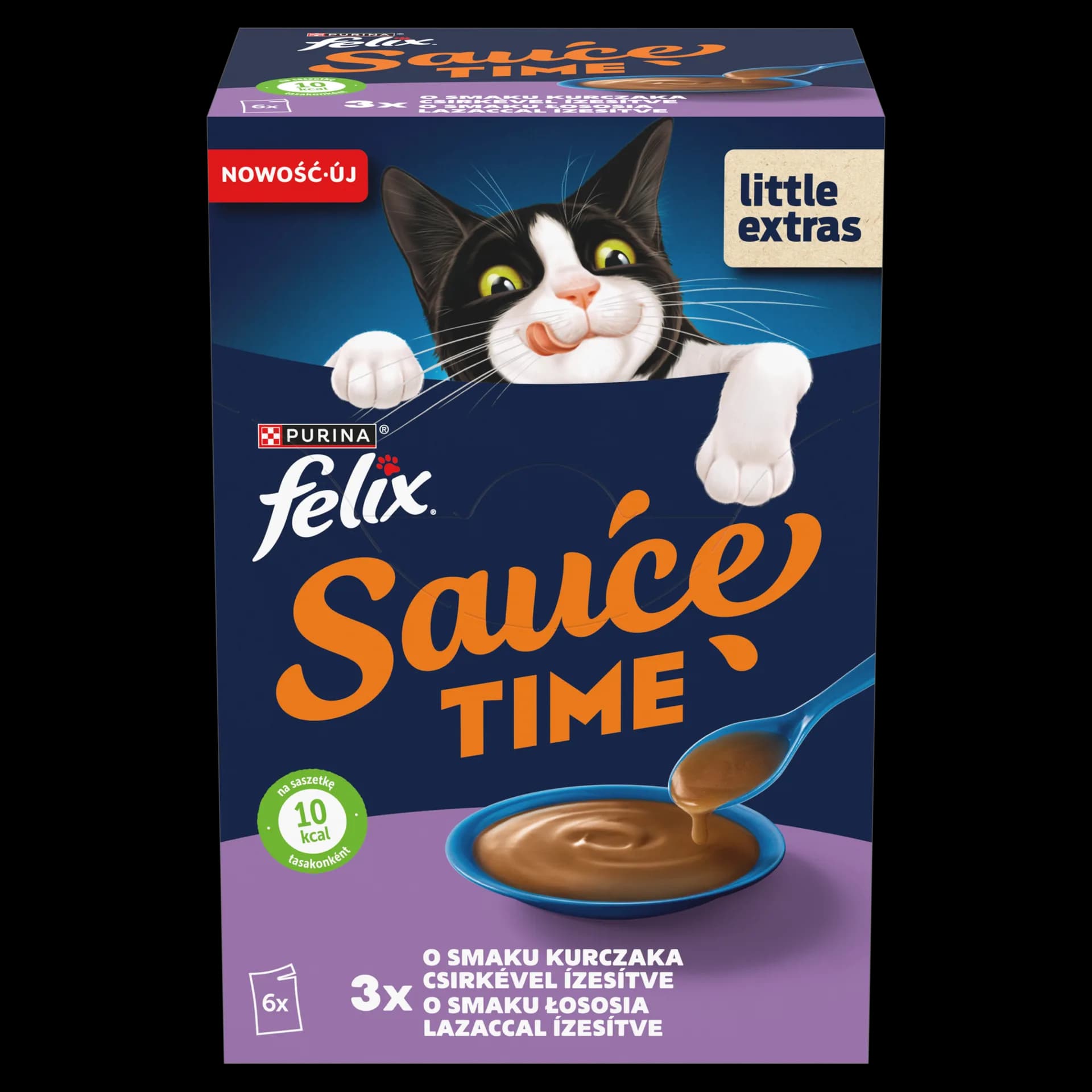 Felix Sauce Time Karma uzupełniająca dla dorosłych kotów kurczak i łosoś 6 × 40 g