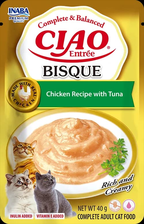 INABA Cat Ciao Entrée Bisque karma mokra dla dorosłych kotów Chicken Recipe with Tuna 40 g