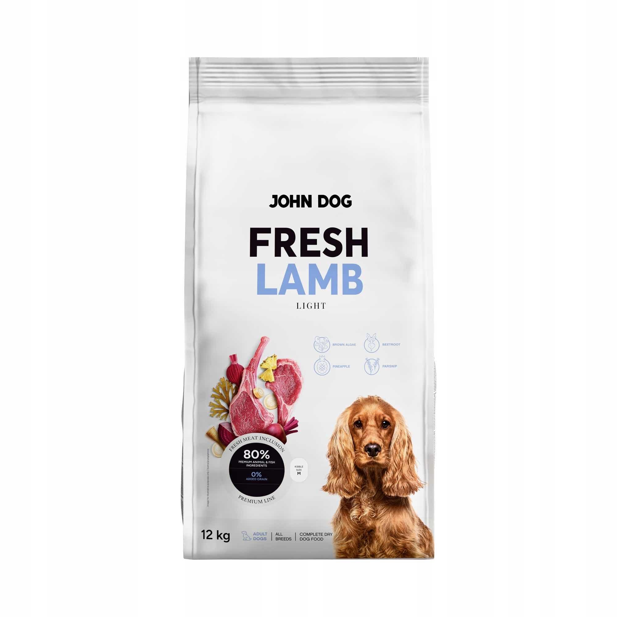 John Dog Adult Fresh Karma sucha dla dorosłych psów Lamb/Light 12 kg