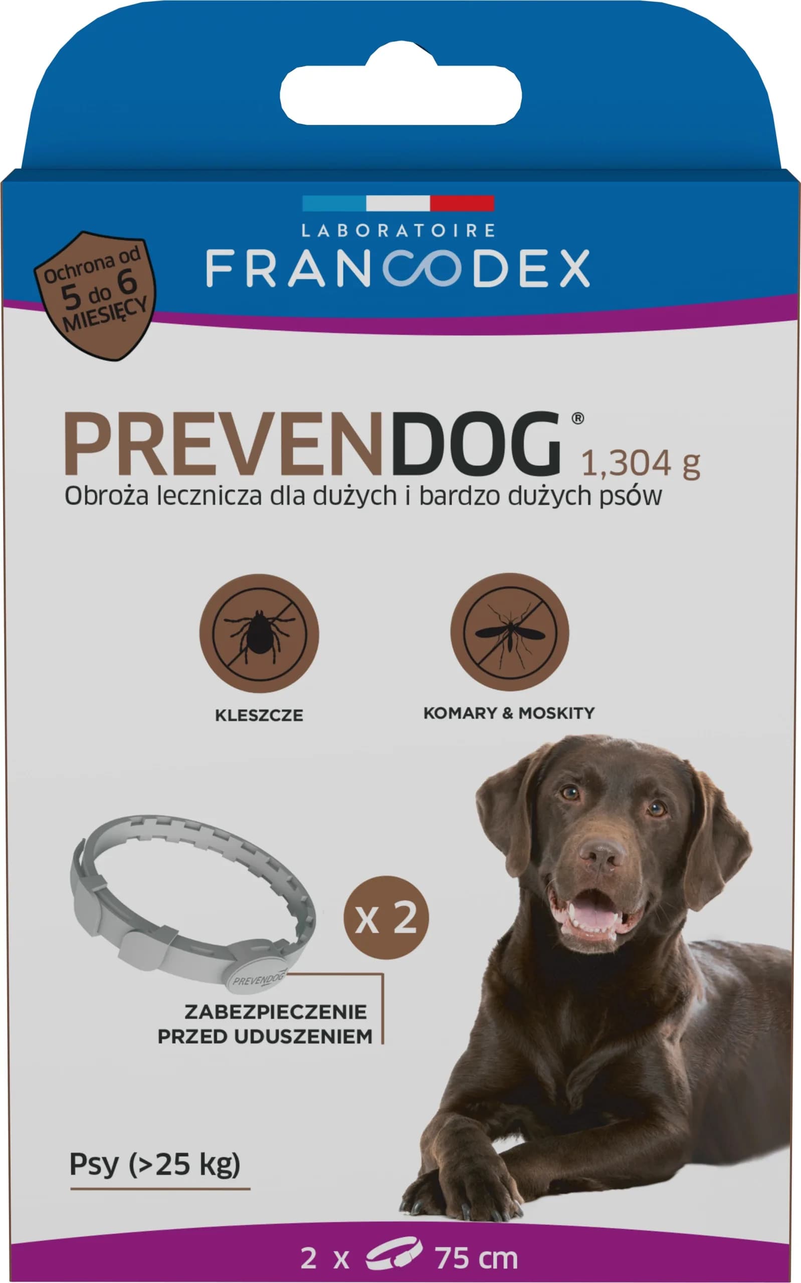 Francodex Obroża biobójcza Prevendog psów 2 szt. – M