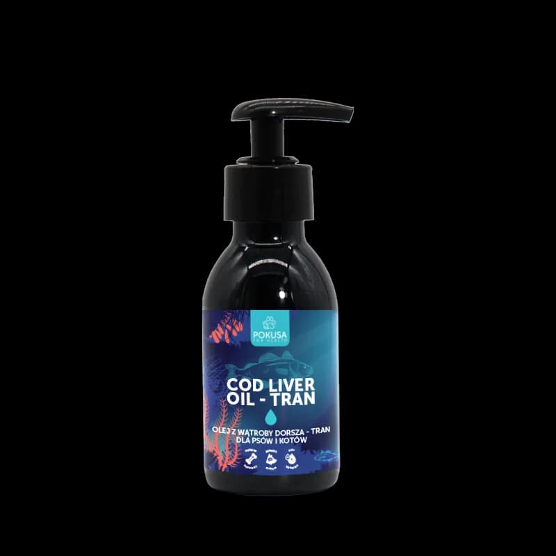 Pokusa Cod Liver Oil Tran Olej z wątroby dorsza tran dla psów i kotów – 100 ml