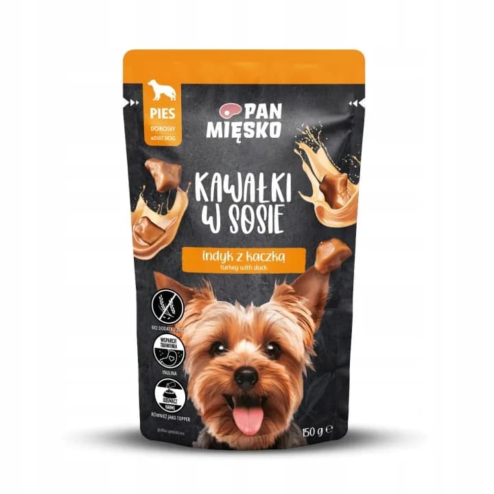 Pan Mięsko Karma mokra dla psa Kawałki w sosie Indyk z kaczką 150 g