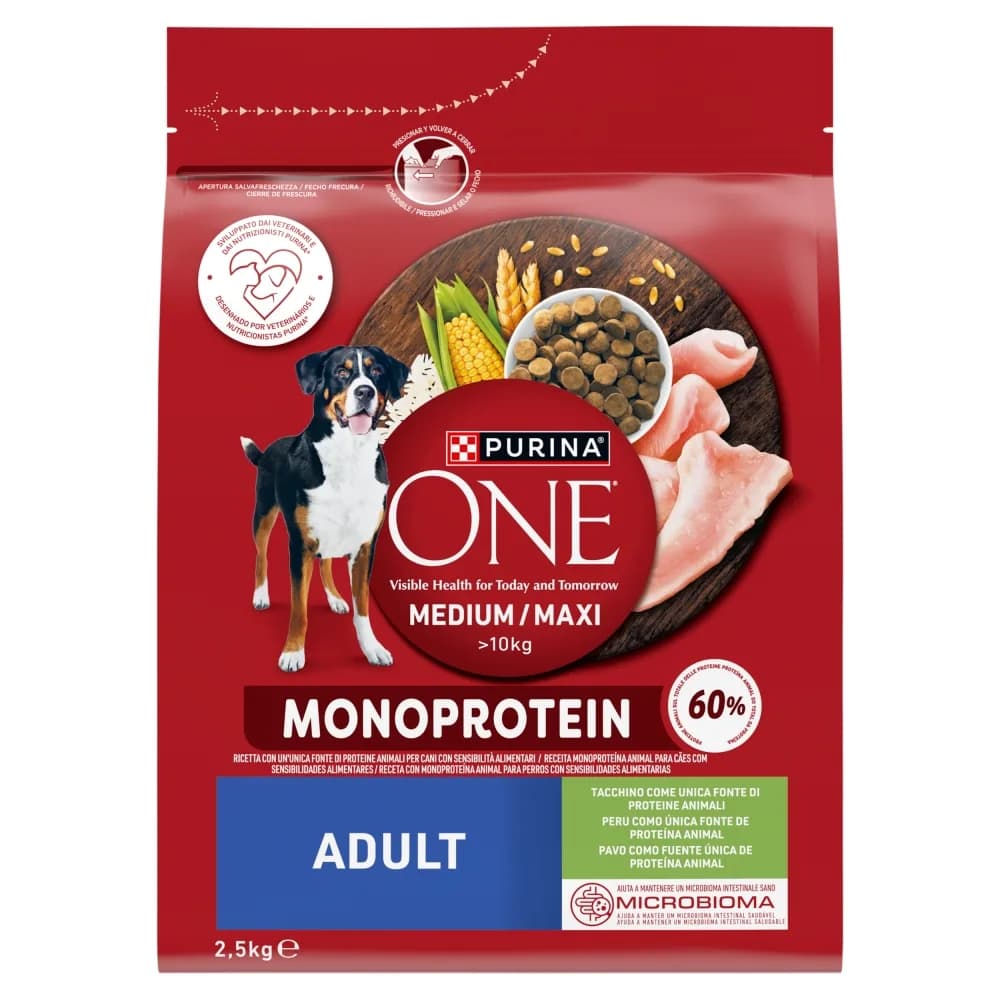 Purina ONE Adult Medium/Maxi Karma dla dorosłych psów bogata w indyka 2,5 kg