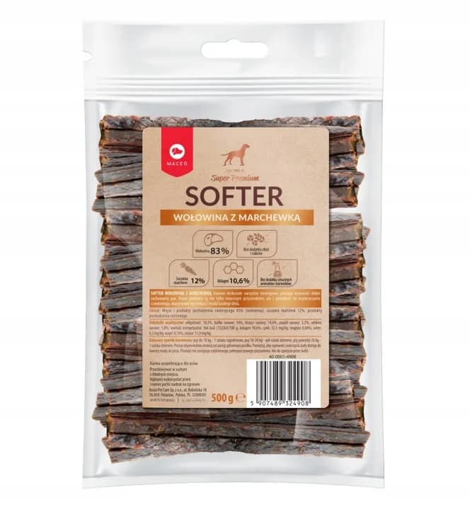 Maced Gryzaki przysmak dla psów Softer Wołowina i Marchew Mini XS 500 g