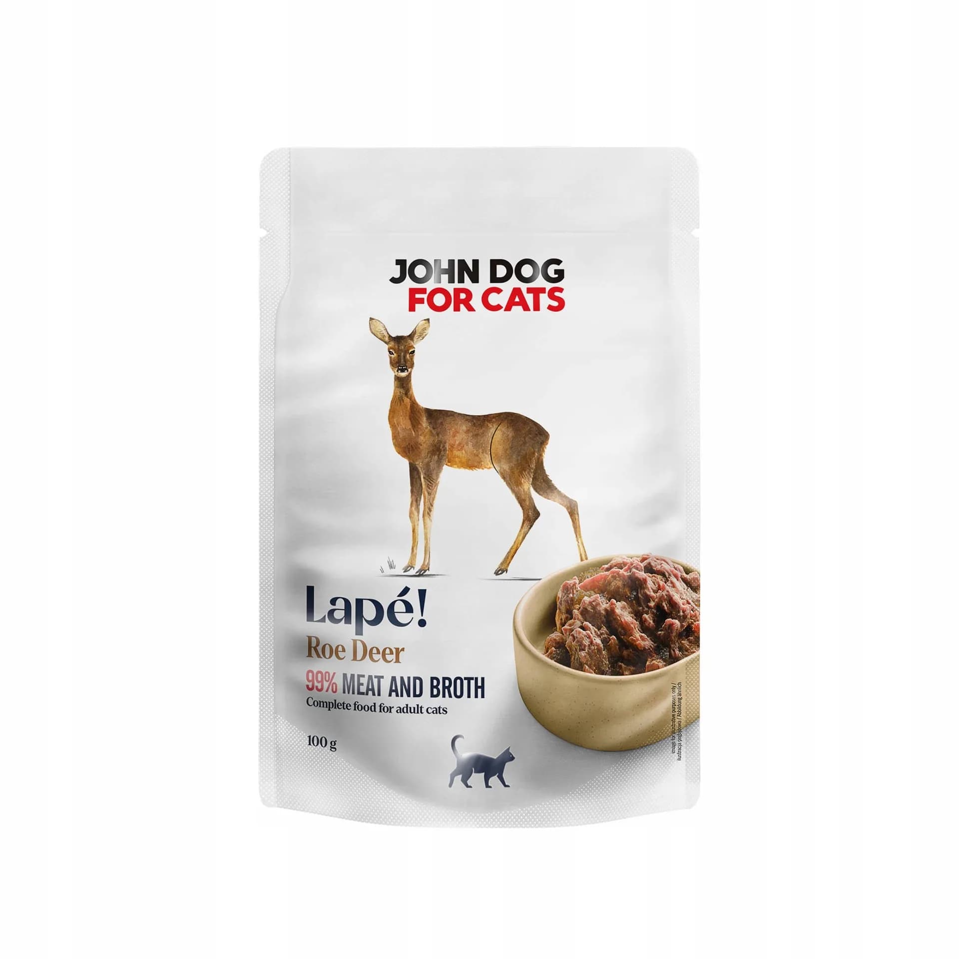 John Dog for Cats Lapé Karma mokra Dorosły Roe Deer Pouch 100 g
