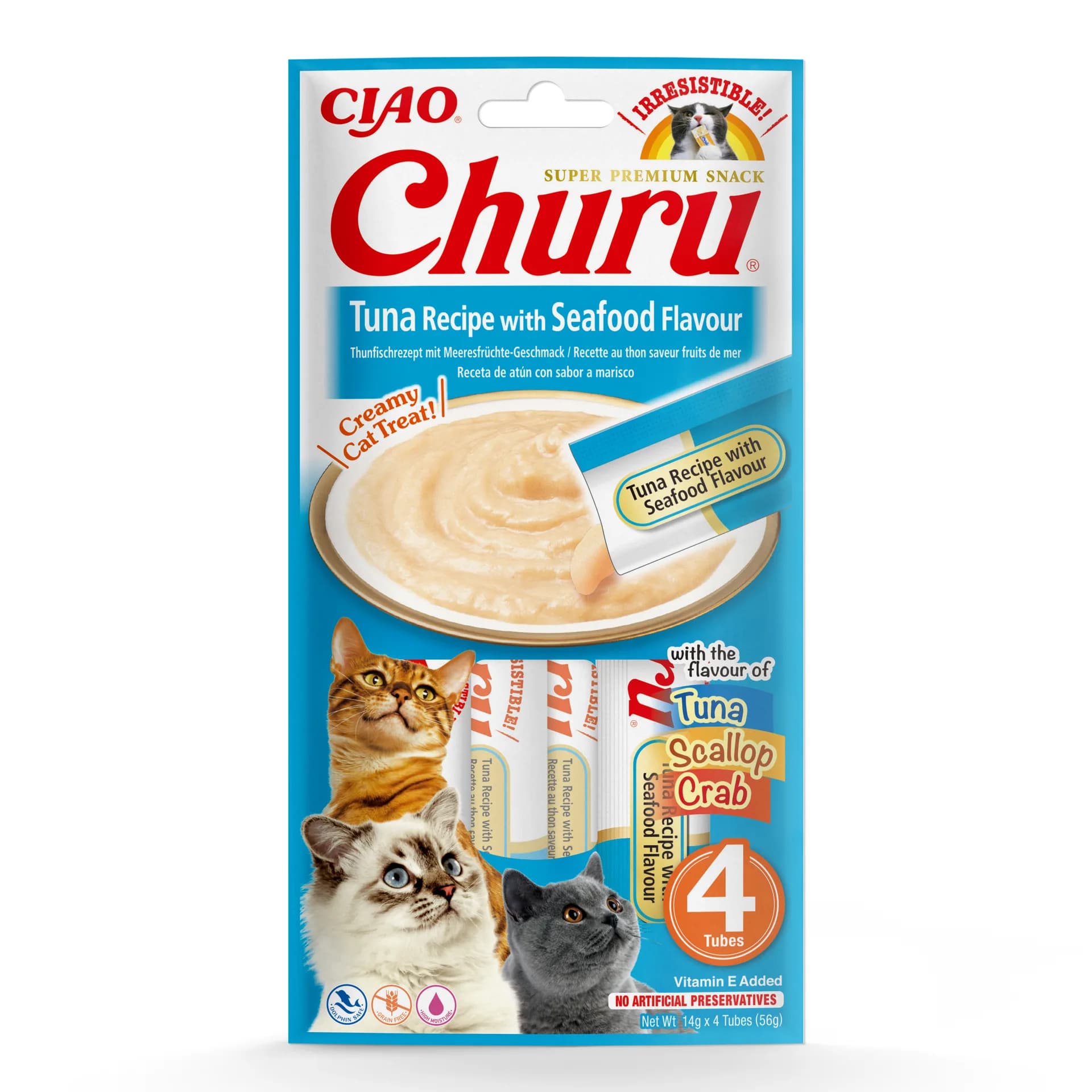INABA Cat Churu Tuna With Seafood przysmak dla kotów 4 × 14 g 56 g