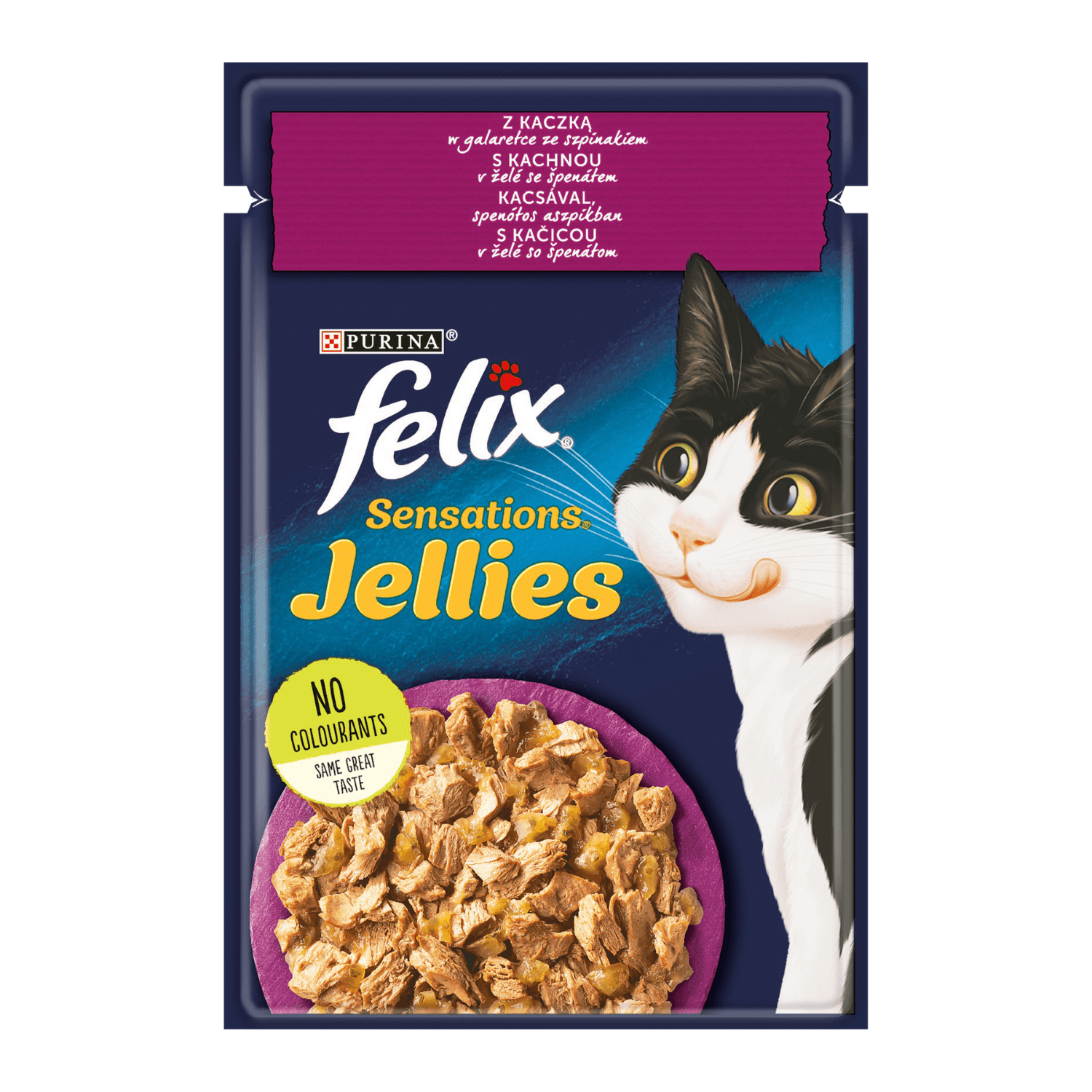 Felix Sensations Saszetki karma mokra dla kota Kaczka Szpinak 85 g