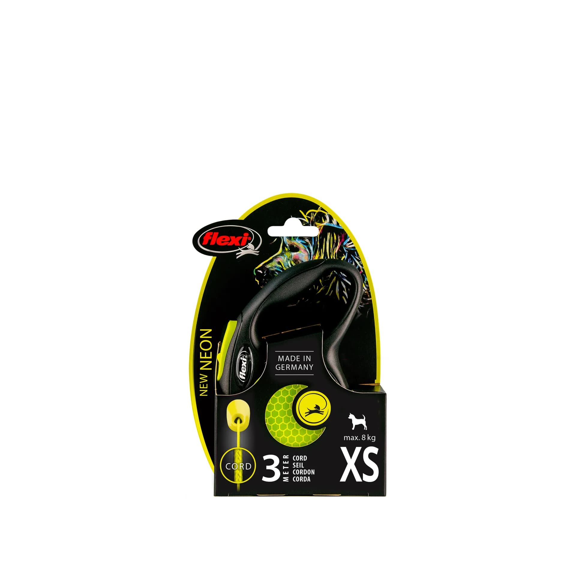 Flexi New Neon smycz automatyczna dla psa linka czarny / neonowy żółty - różne rozmiary - / XS 3 m 8 kg
