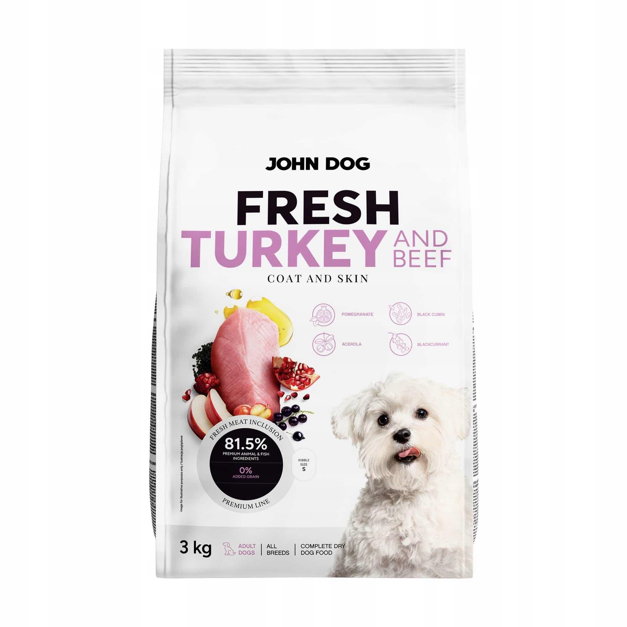 John Dog Fresh karma sucha dla dorosłych psów Indyk i wołowina