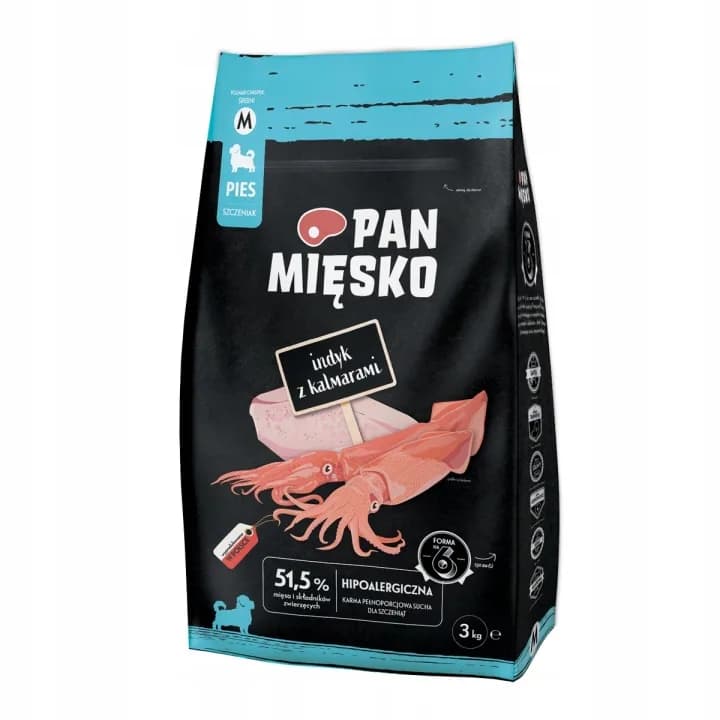 Pan Mięsko Karma sucha dla szczeniąt Indyk z kalmarami M