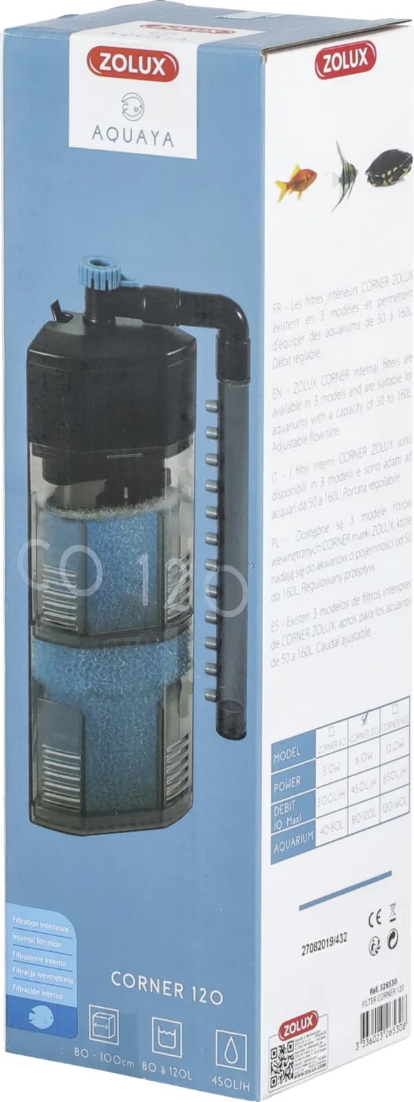 Zolux Aquaya Corner filtr wewnętrzny do akwarium – 80-120 l