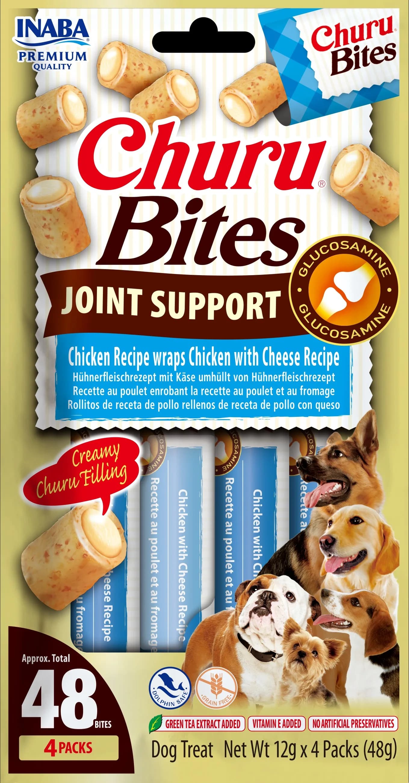 INABA Dog Churu Bites Joint Support Chicken & Cheese Przysmak dla psa wspierający stawy 4 x 12 g