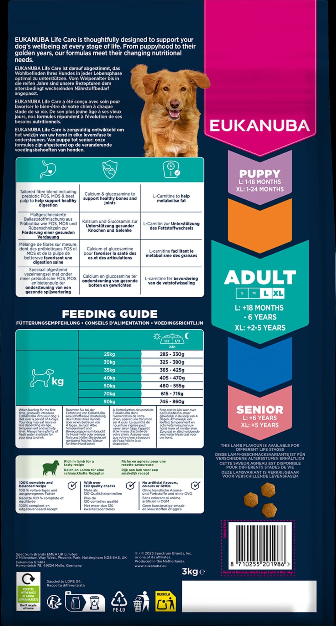 Eukanuba Dog life care adult sucha karma dla dorosłych psów dużych ras jagnięcina i ryż