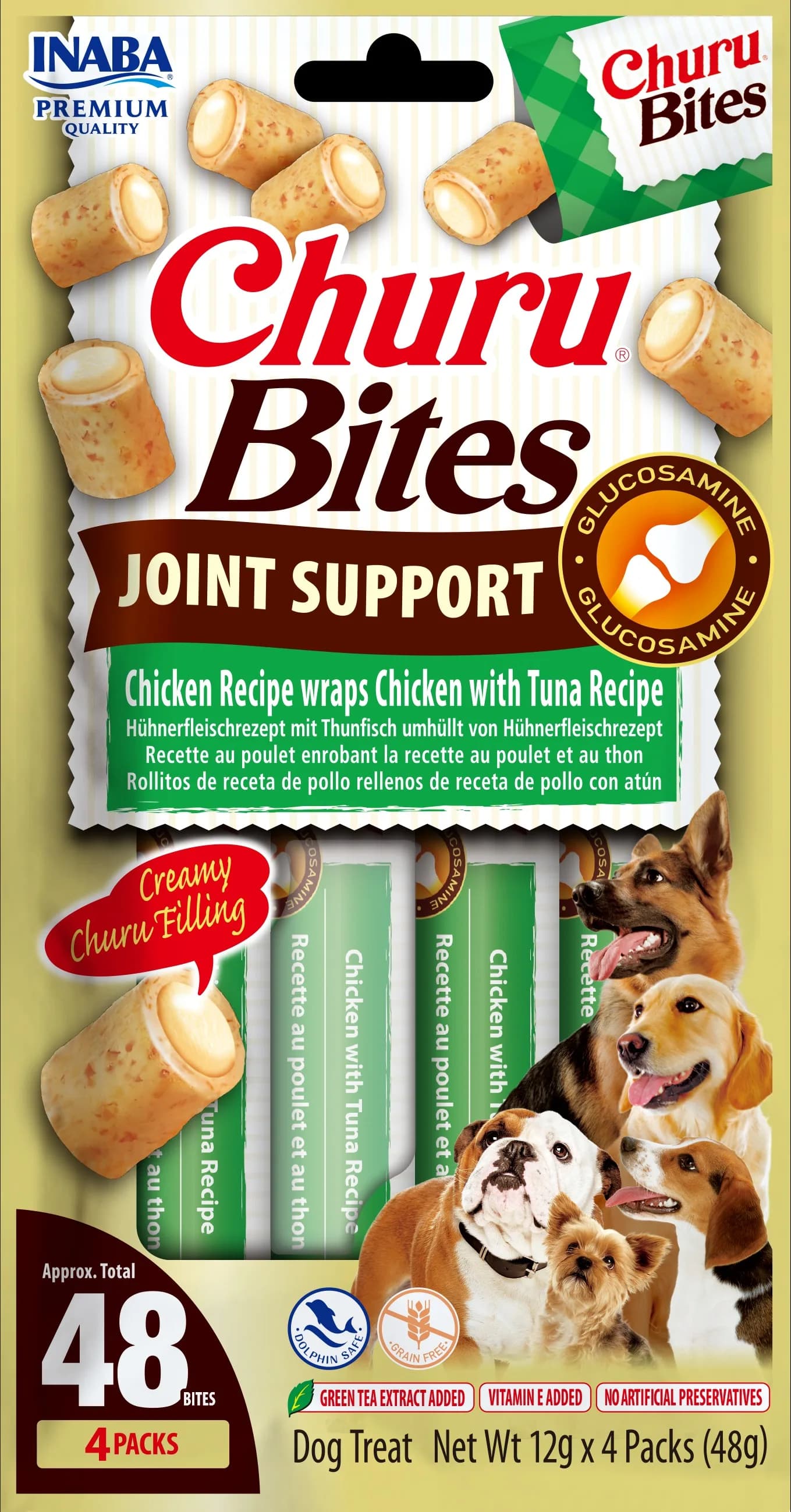 INABA Dog Churu Bites Joint Support Chicken & Tuna 4 x 12 g
