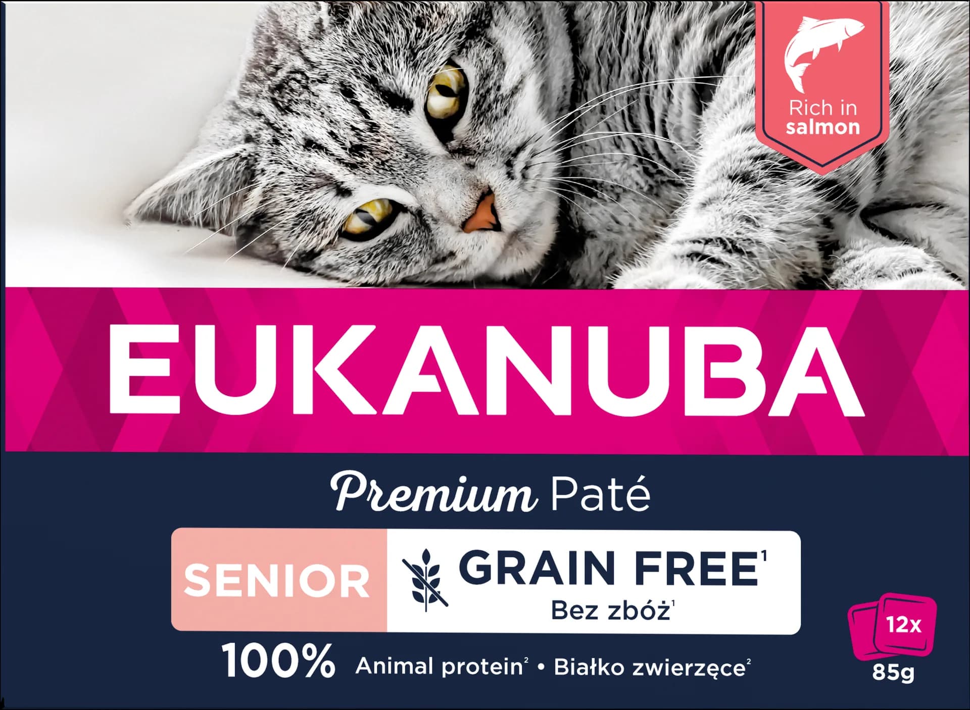 Eukanuba Kot Senior Grain Free Łosoś pasztet /multipack 12 × 85 g