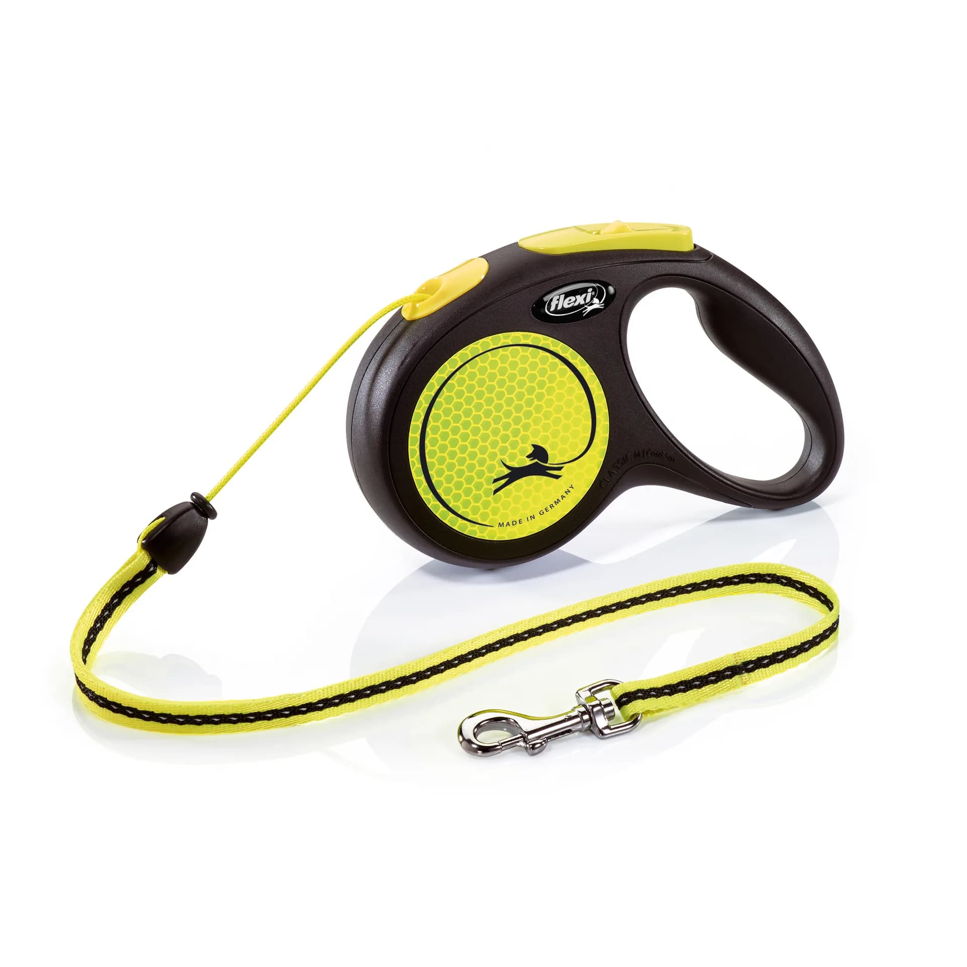 Flexi New Neon smycz automatyczna dla psa linka czarny / neonowy żółty - różne rozmiary - / XS 3 m 8 kg