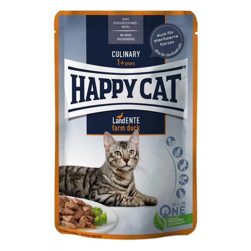 Happy Cat Culinary Meat in Sauce Farm Duck mokra karma dla kotów dorosłych kaczka 85 g
