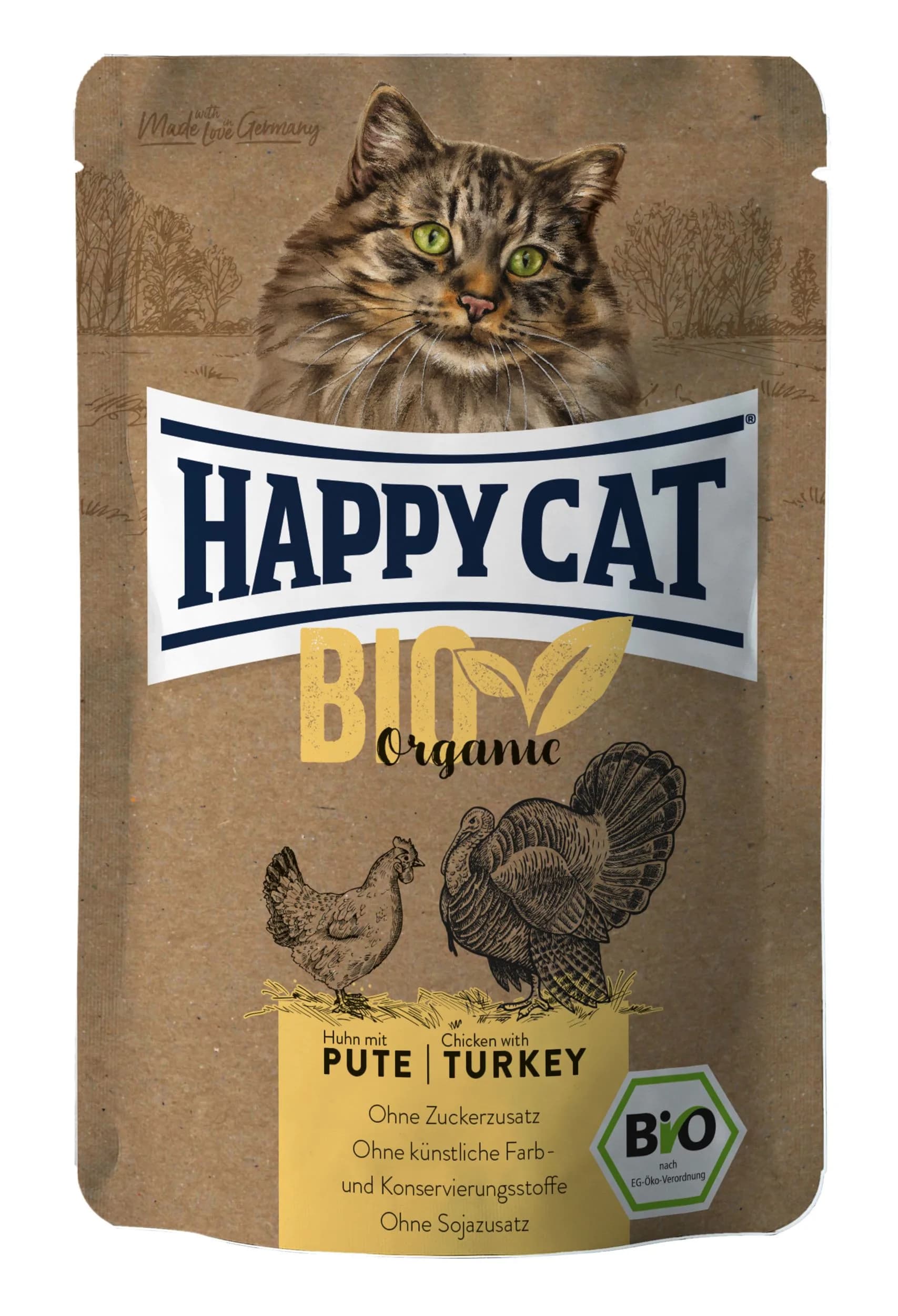 Happy Cat Bio Organic karma mokra dla dorosłych kotów kurczak indyk 85 g