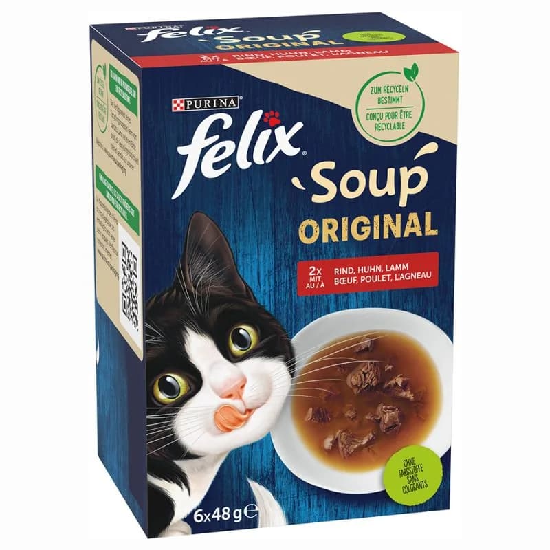 Felix Soup Original Mokra karma dla kota wiejskie smaki 6 × 48 g