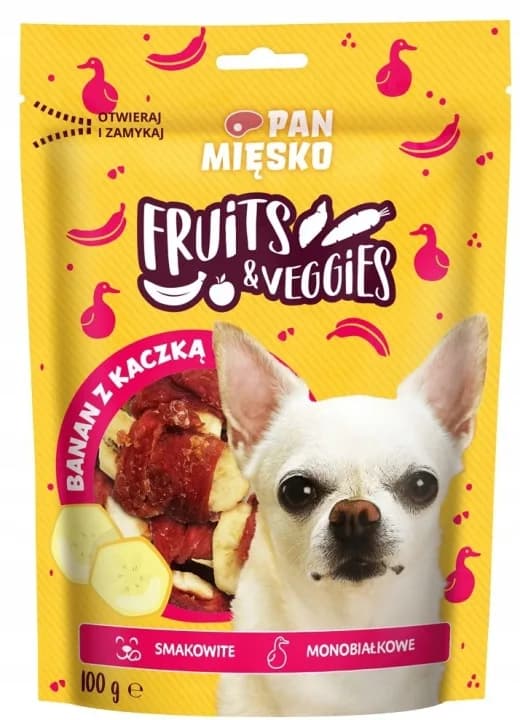 Pan Mięsko przysmak dla psa Fruits & Veggies Banan z kaczką 100 g