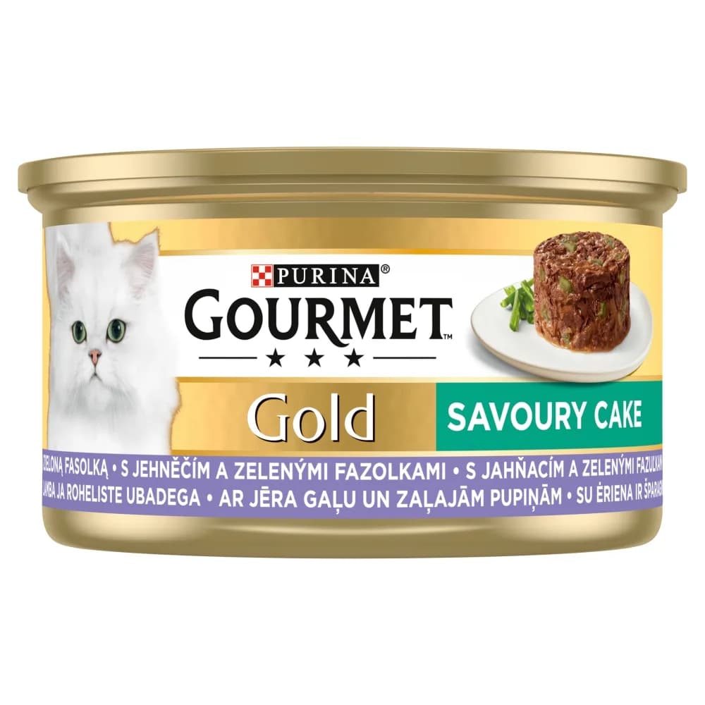 Gourmet Purina Gold Savoury Cake z jagnięciną i zieloną fasolą 85 g